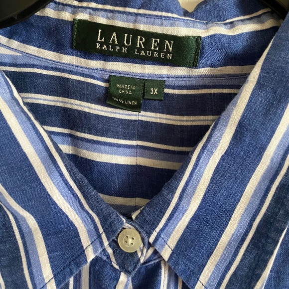 Women’s 3X top Ralph Lauren blouse 3X blue striped - Picture 5 of 7